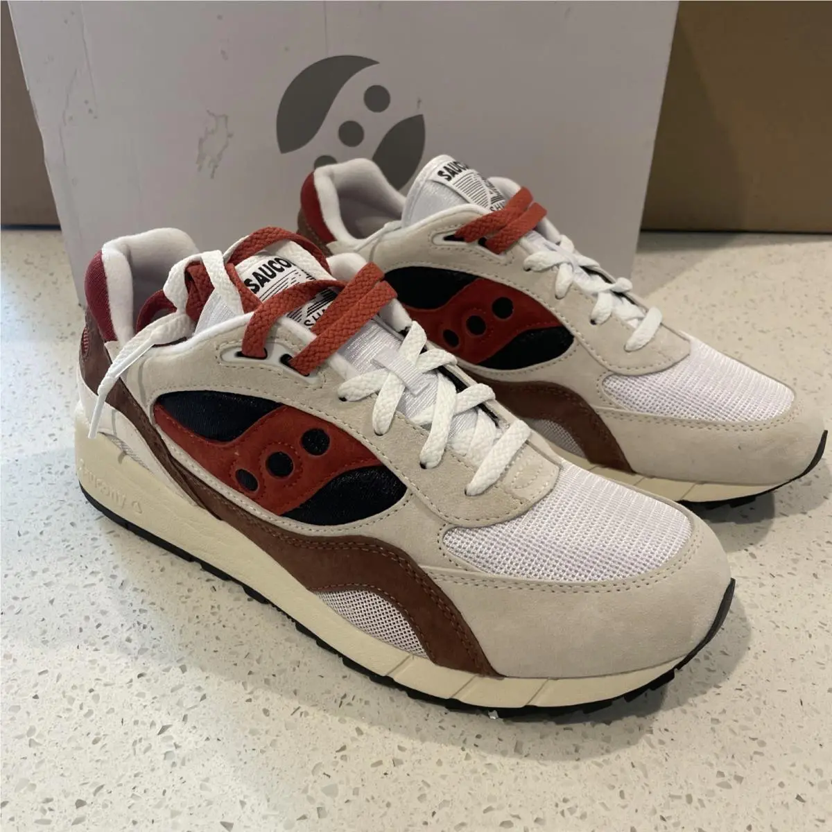 Saucony Shadow 6000 Men`s Sneakers White/rust Size 10.5M S70441-60