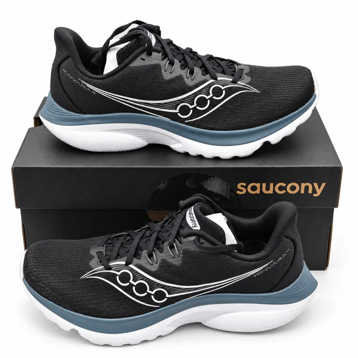 Saucony Kinvara 16 Mens 9.5 Black White Pwrrun Lightweight Road Running Sneakers
