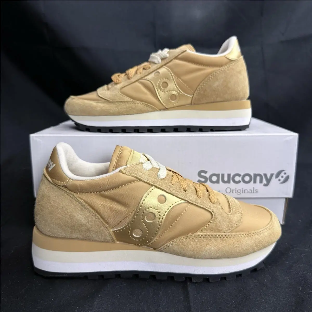 Womens Size 5.5 Saucony Originals Jazz Triple S60530-37 Tan Gold Sneakers