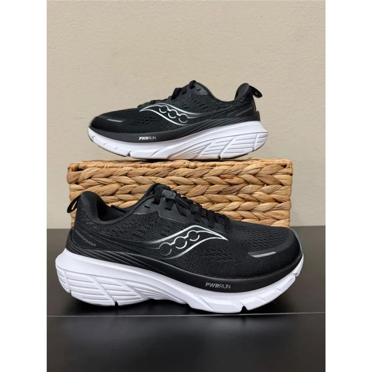 Size 6 - Saucony Women’s Guide 18 Extra Wide “black White”