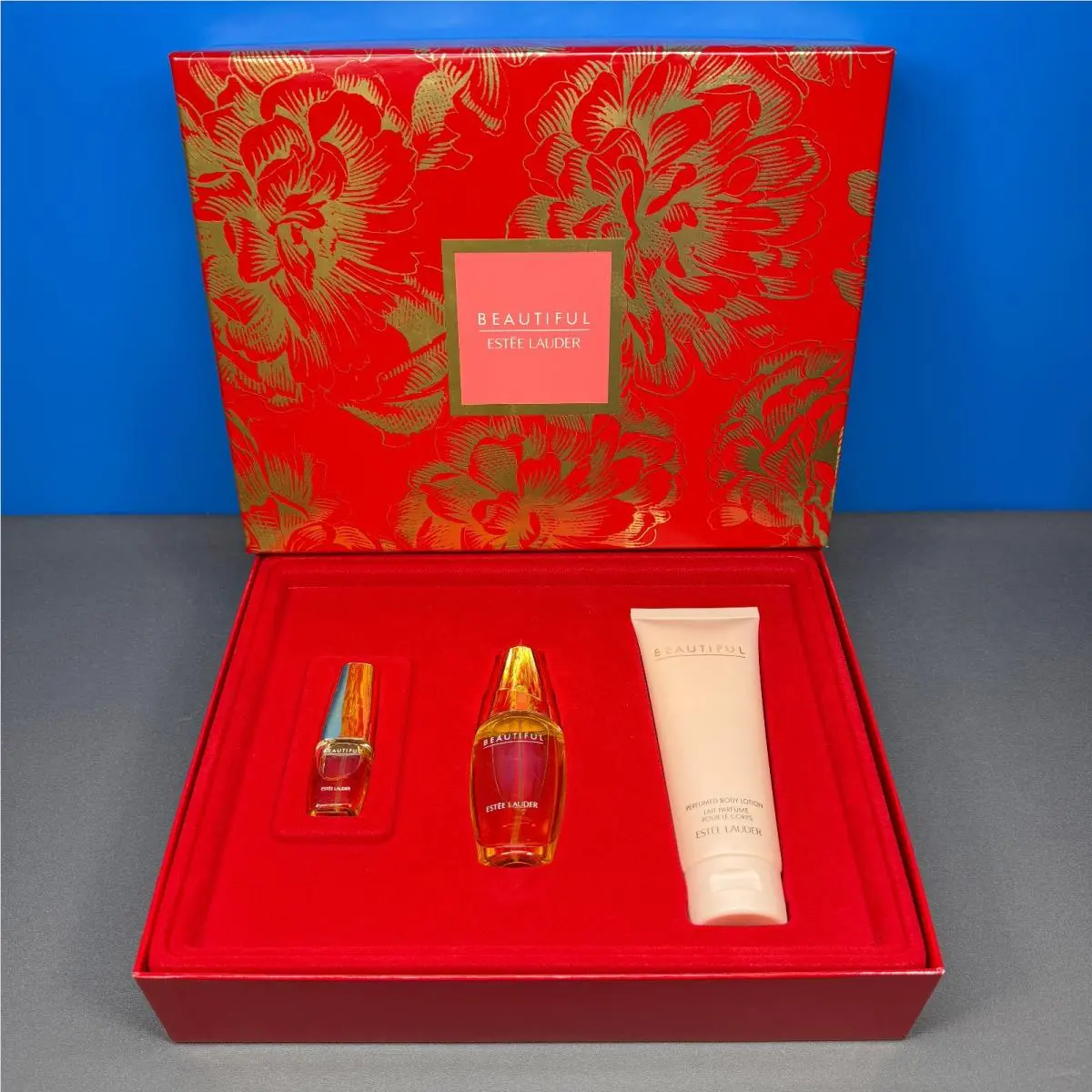 Estee Lauder Beautiful TO GO Eau DE Parfum Perfume Spray + Lotion Box Gift Set