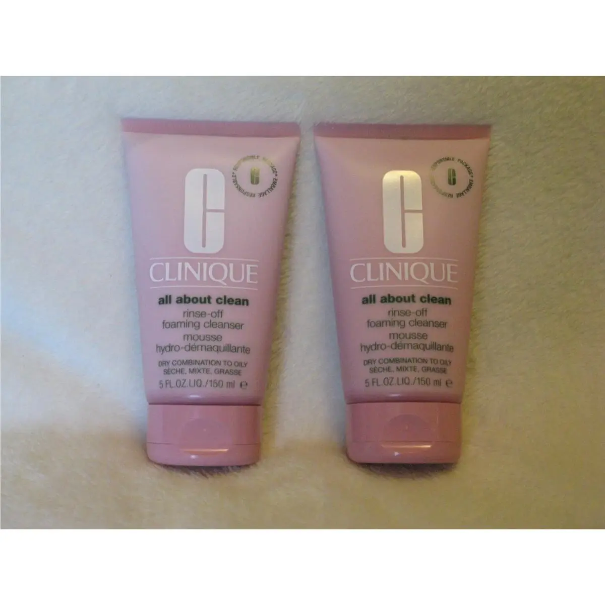 Clinique All About Clean Rinse-off Foaming Cleanser Set of Two 5oz Full Size