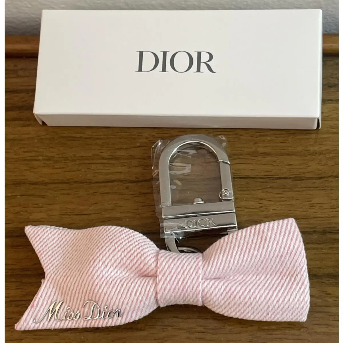 Dior Miss Dior Pink Bow Keychain Bag Charm Pink Ribbon –