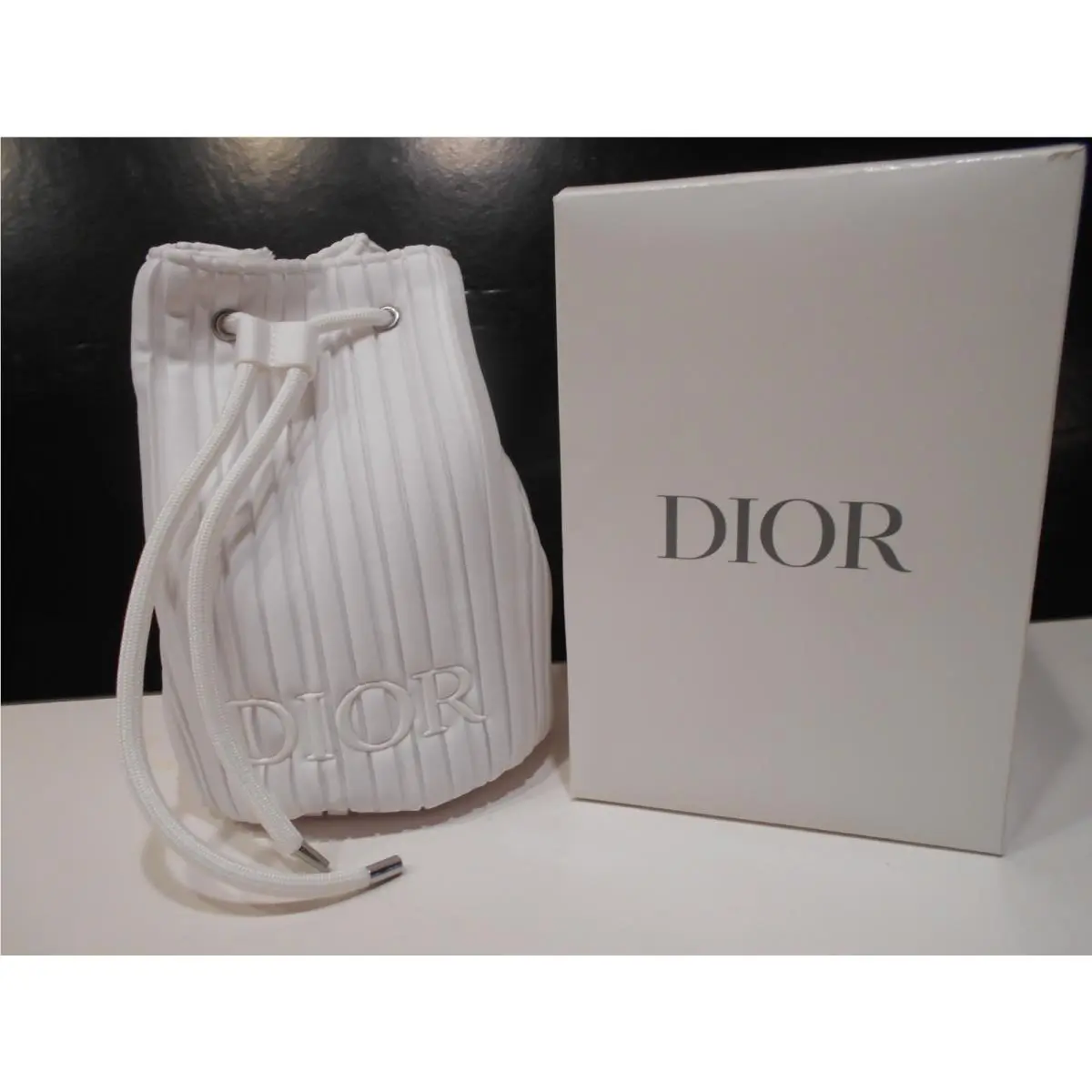 Dior Beauty Parfums Pouch Limited White Drawstring Embroidered