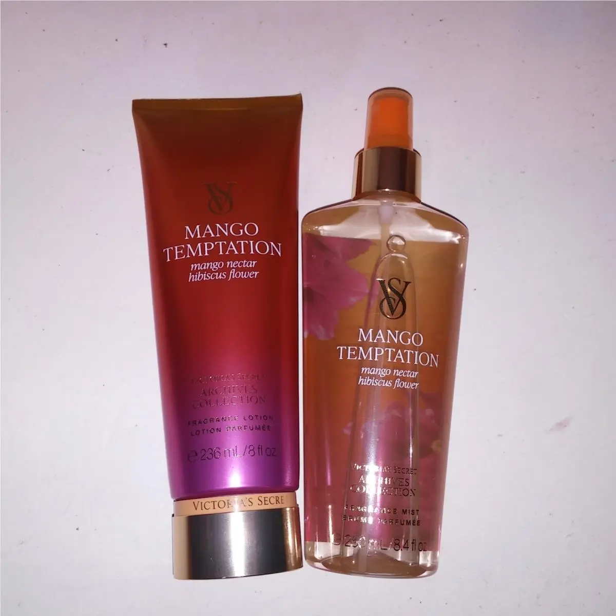 Set of 2 Victoria Secret Fragrance Mist Lotion Mango Temptation Archives Colle