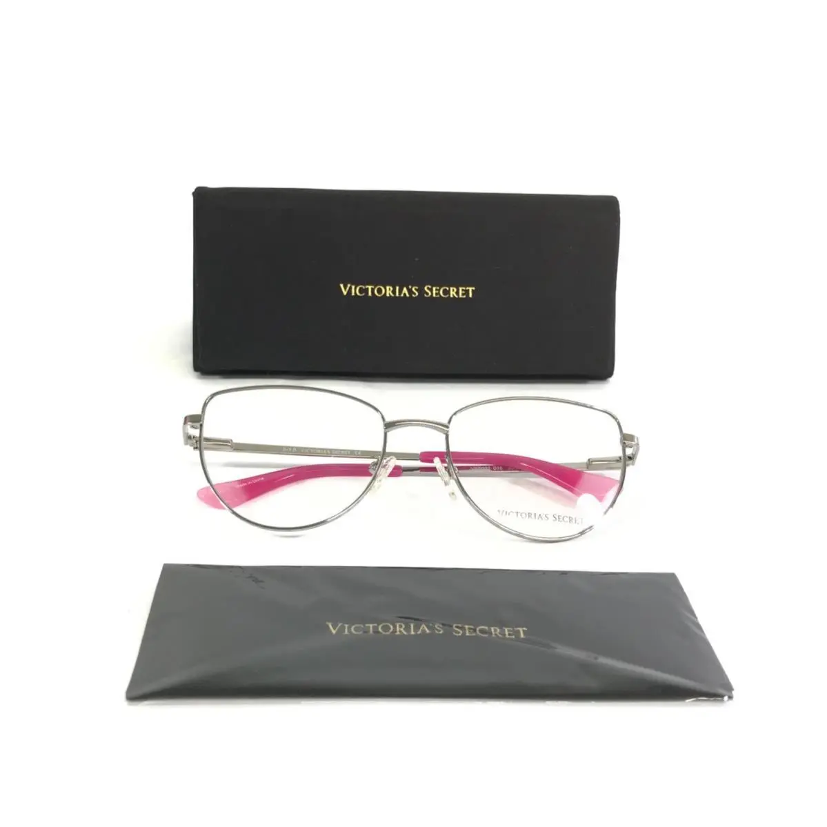 Victoria`s Secret Eyeglasses Frames VS5002 016 Silver Cat Eye Wire Rim 55-18-135 by Victoria's Secret