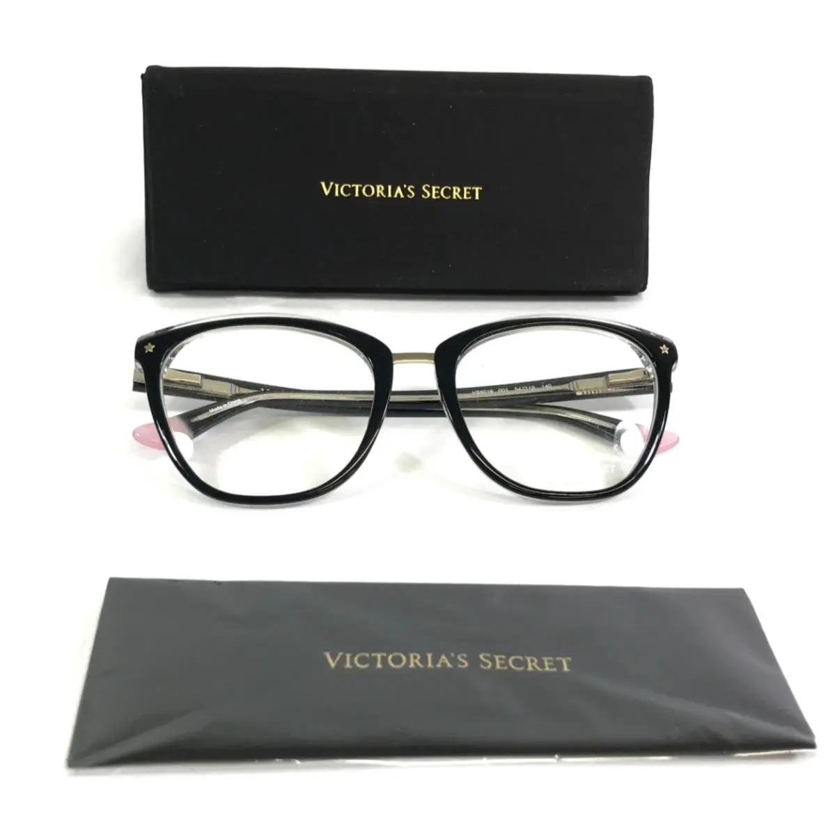 Victoria`s Secret Eyeglasses Frames VS5016 001 Black on Clear Cat Eye 54-19-140 by Victoria's Secret