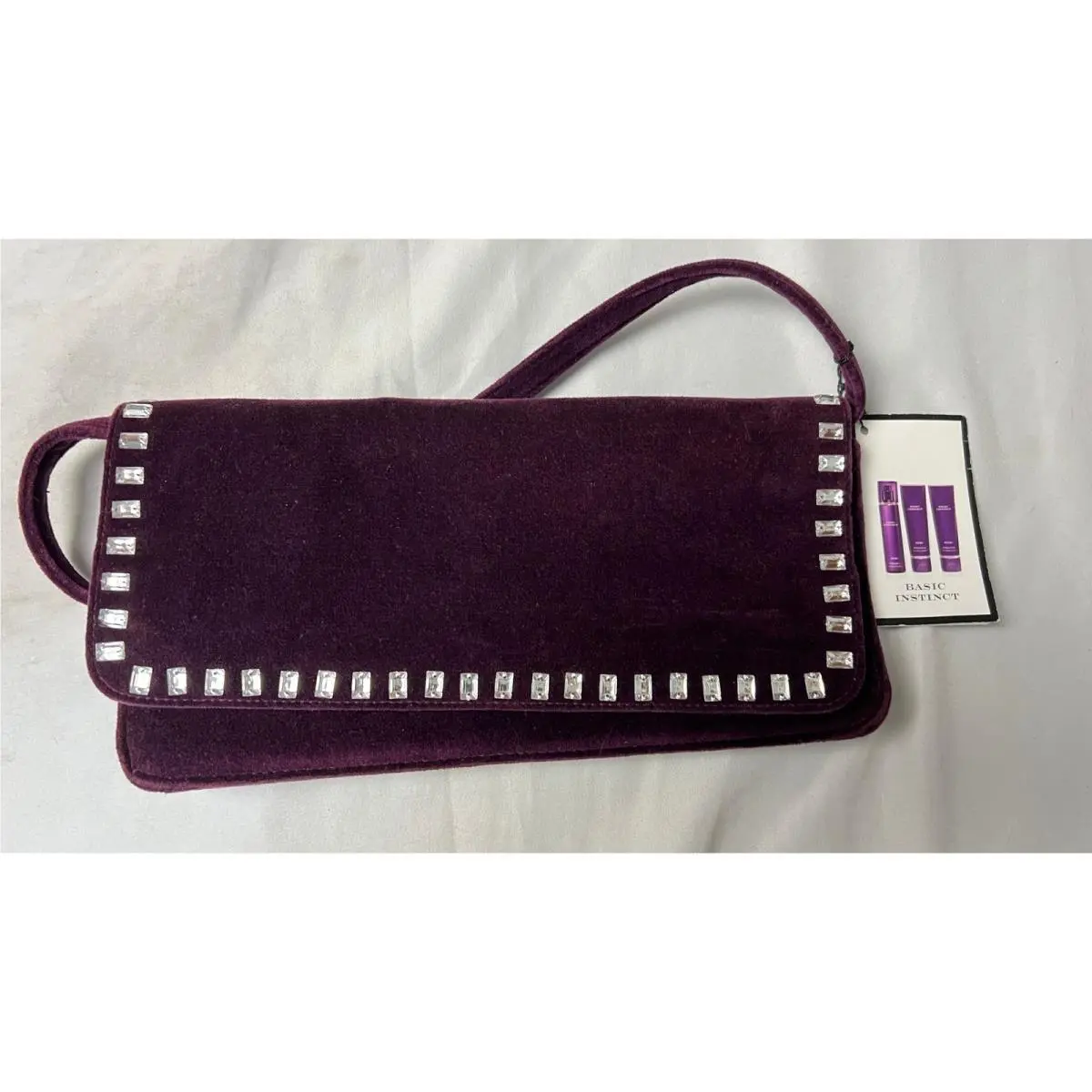 Victorias Secret Basic Instinct Purple Velvet Rhinestone Clutch Shoulder Bag