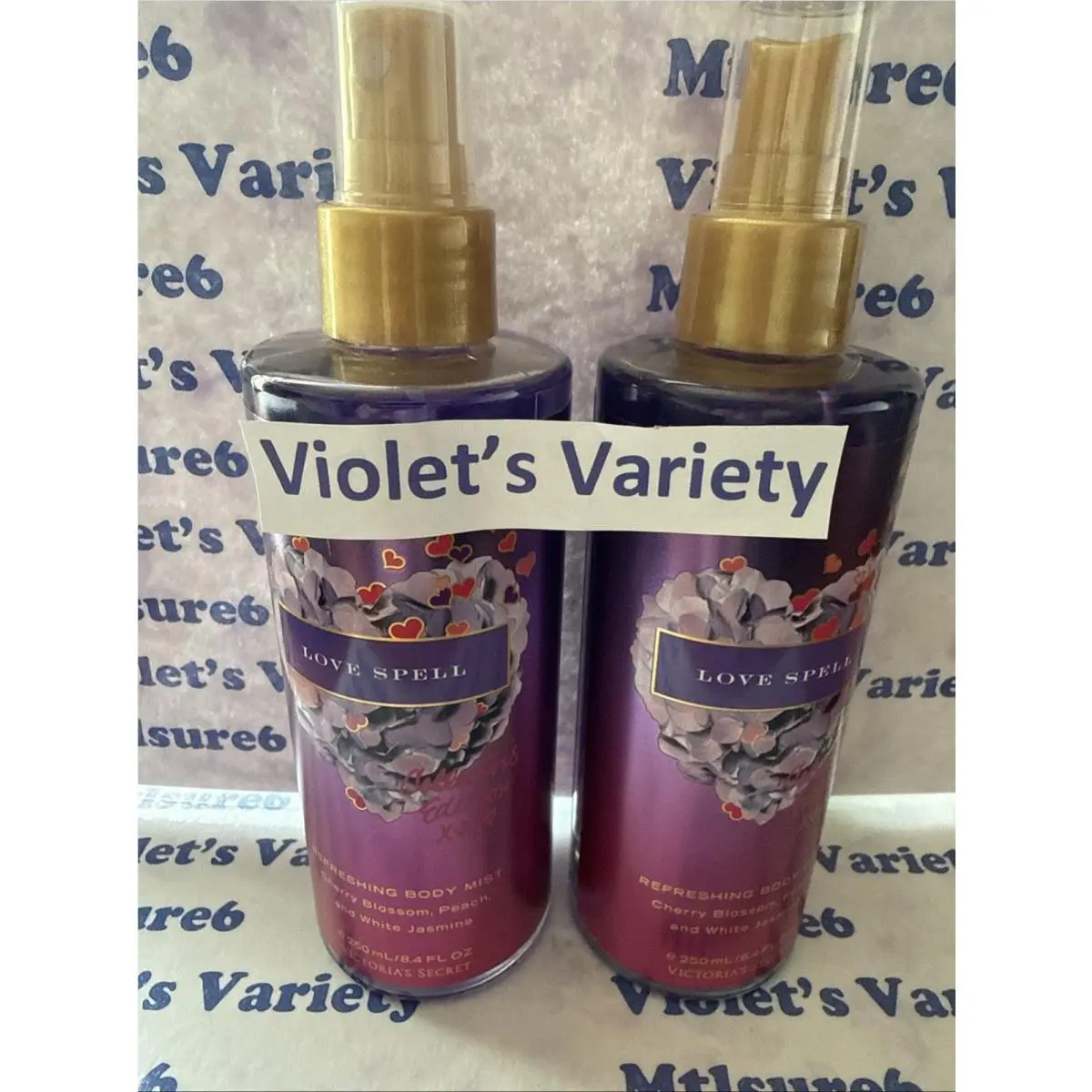 2 Victoria`s Secret Refreshing Body Mist Love Spell Collector`s Edition 8.4 oz