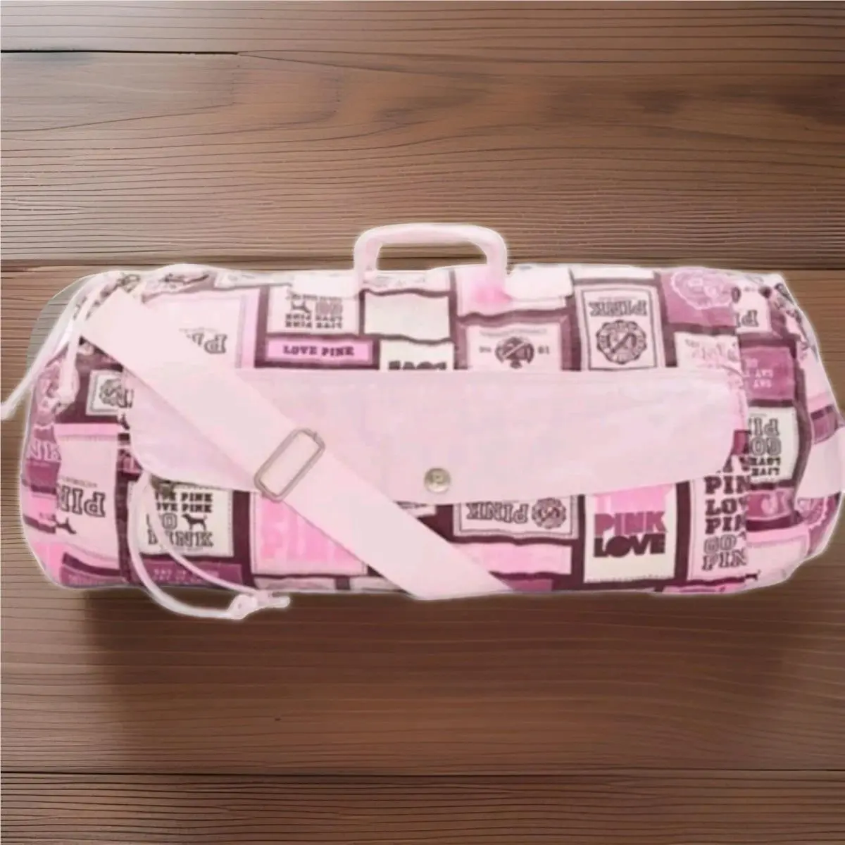 Victoria`s Secret Pink Patchwork Canvas Duffee Bag
