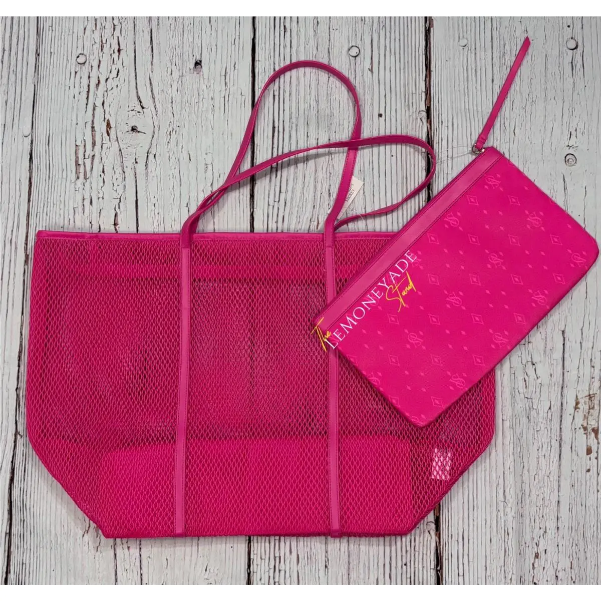 Victoria’s Secret Mesh Tote Hot Pink Tote Shopper Weekender Beach Pool Bag