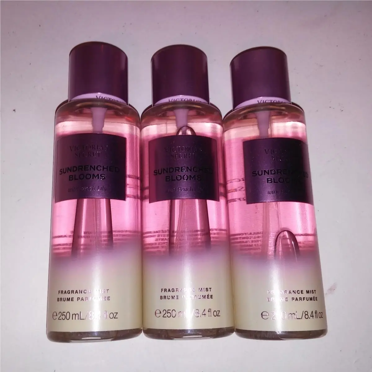 Set of 3 Victoria`s Secret Body Mist Fragrance Spray Sundrenched Blooms Gift Set