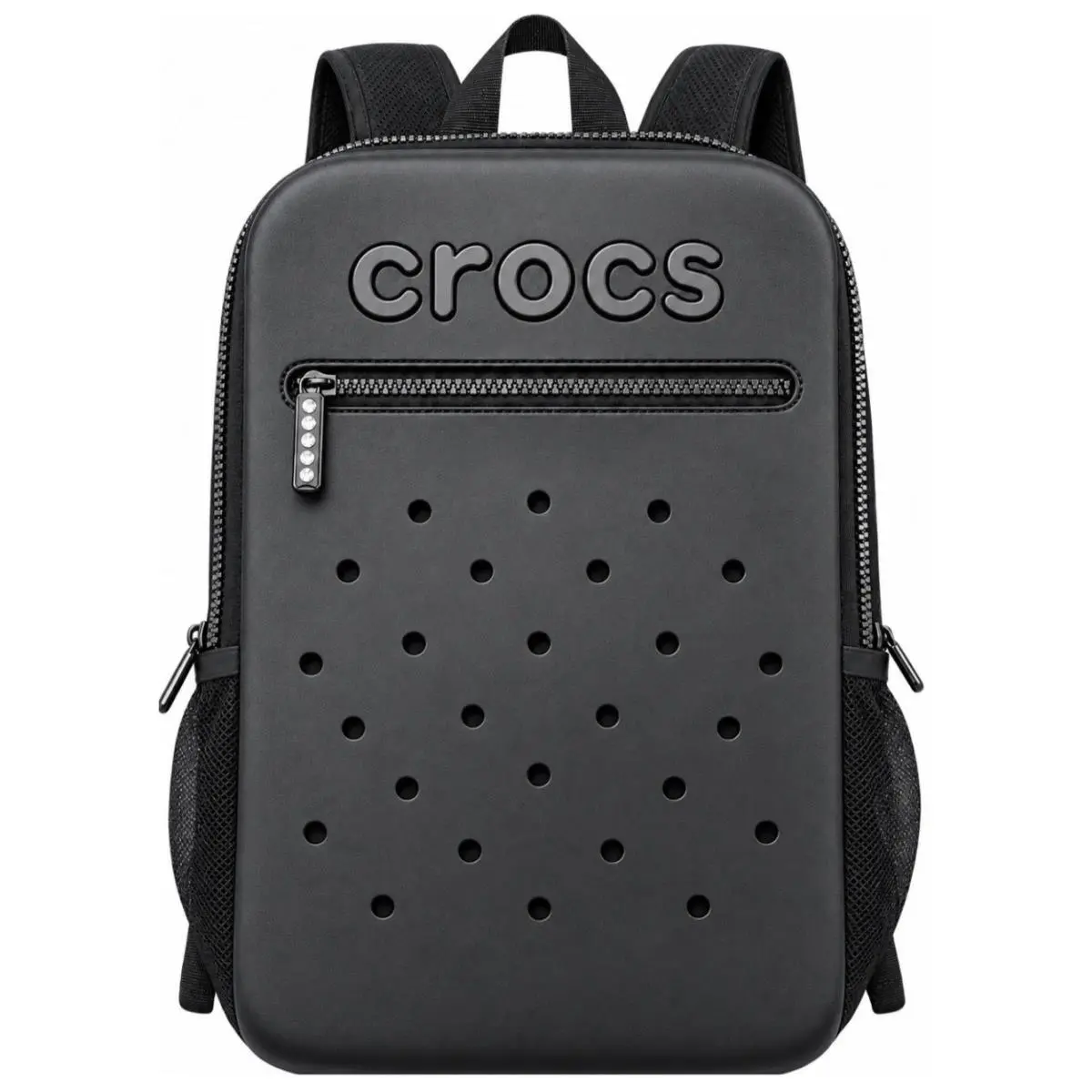 Crocs Backpack Black Laptop School Book Bag Large Zip Pockets Padded Straps