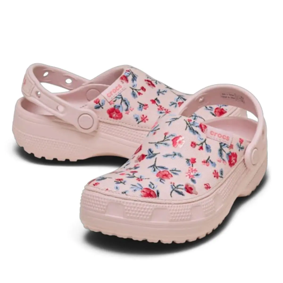 Crocs Classic Crafted Floral Clog Womens 10 Cotton Candy Pink Embroidered