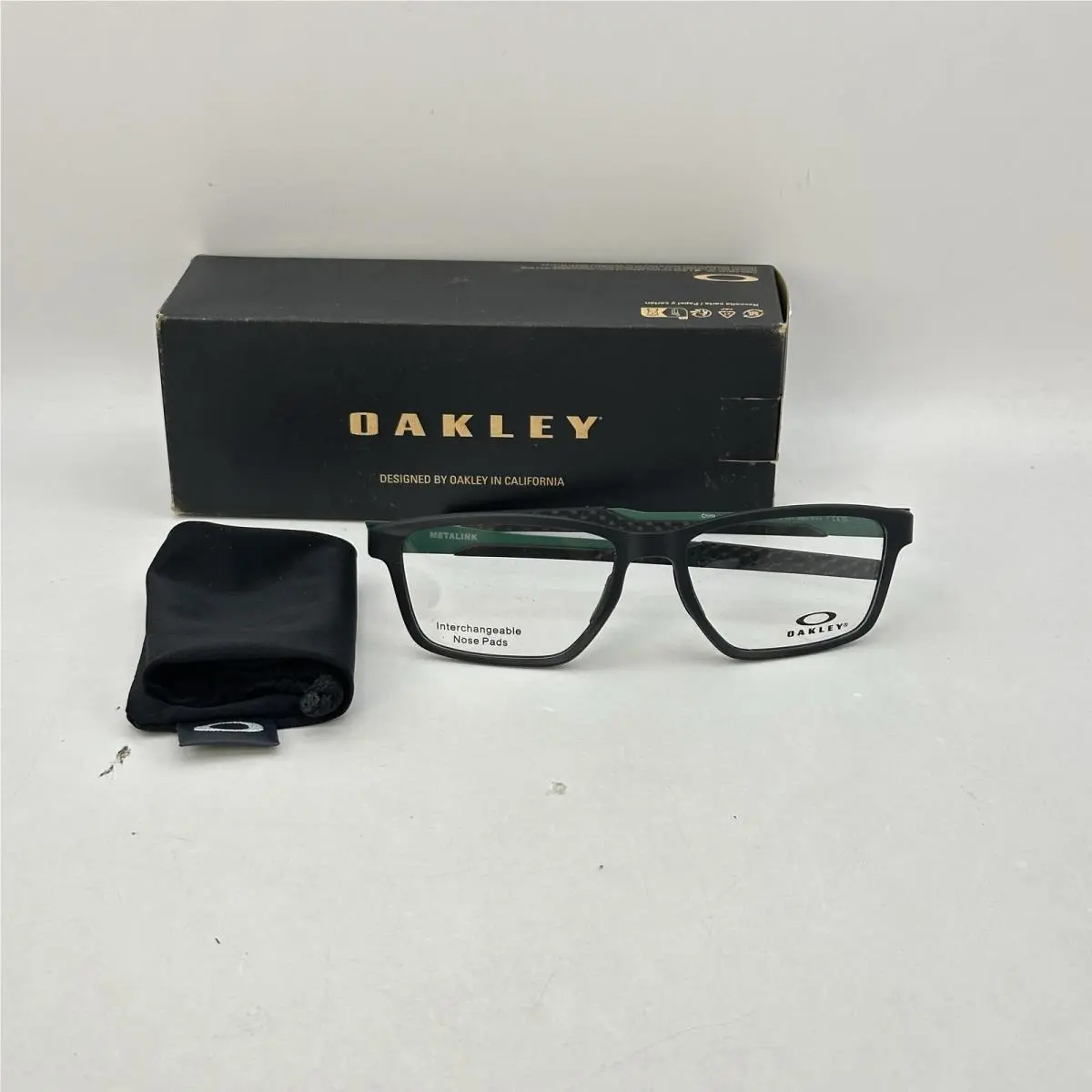 Oakley Mens Metalink Square Full Rim Eyeglasses OX8153 Satin Black