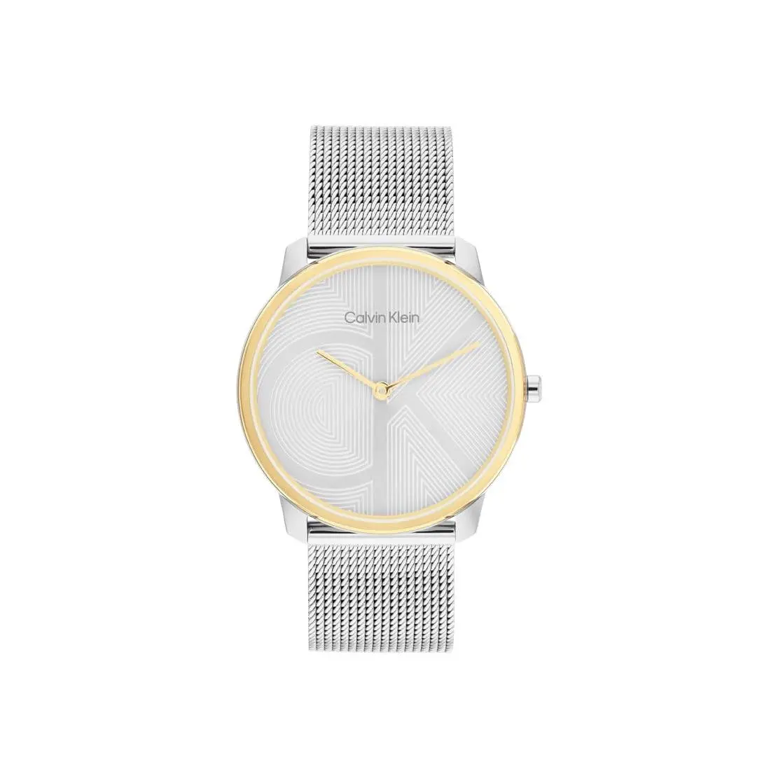 Women`s CK Iconic - 35mm 2H Quartz Watch - Silver Gold Mesh by Calvin Klein