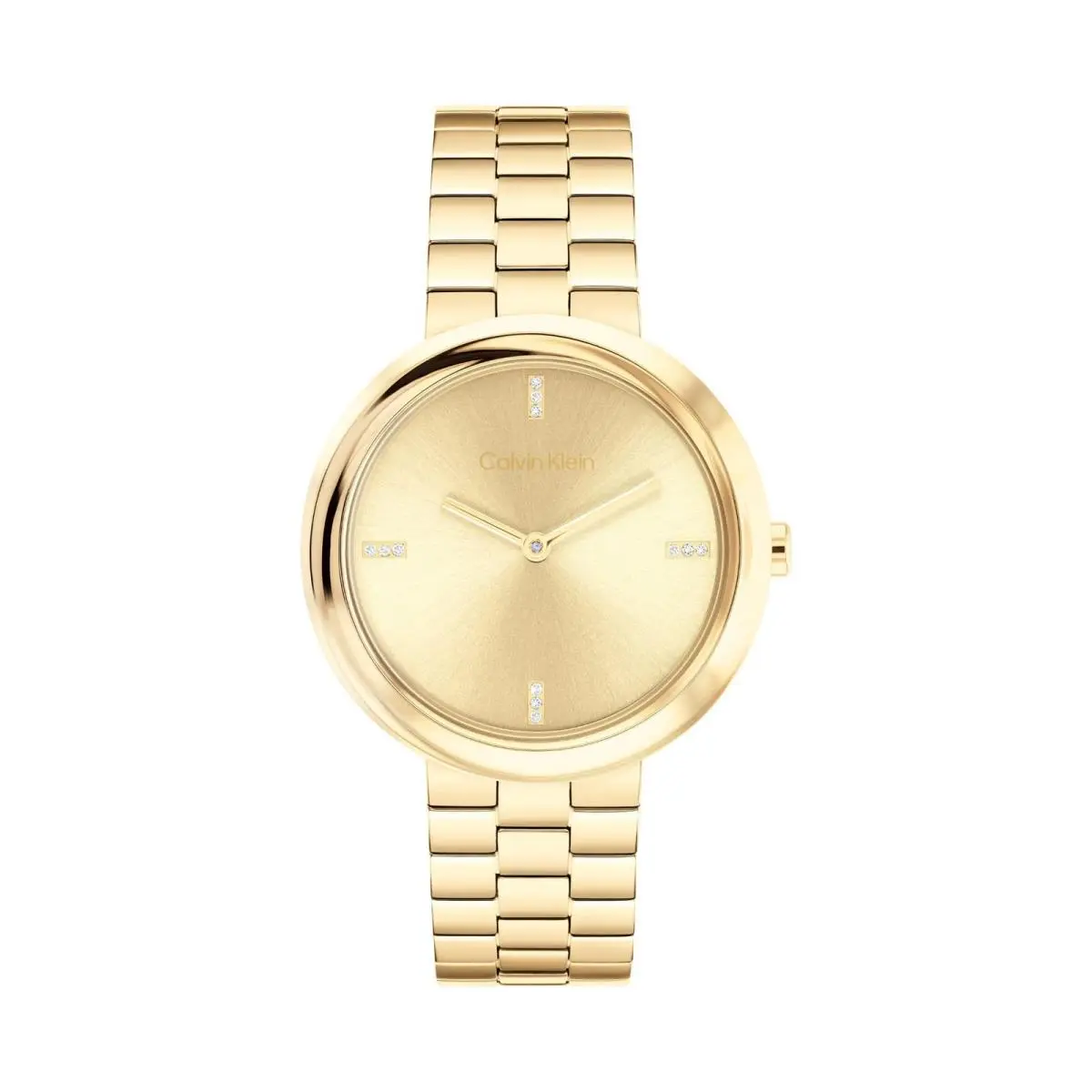 Women`s Twisted Bezel - 34mm 2H Quartz Slim Watch - Gold Plated by Calvin Klein