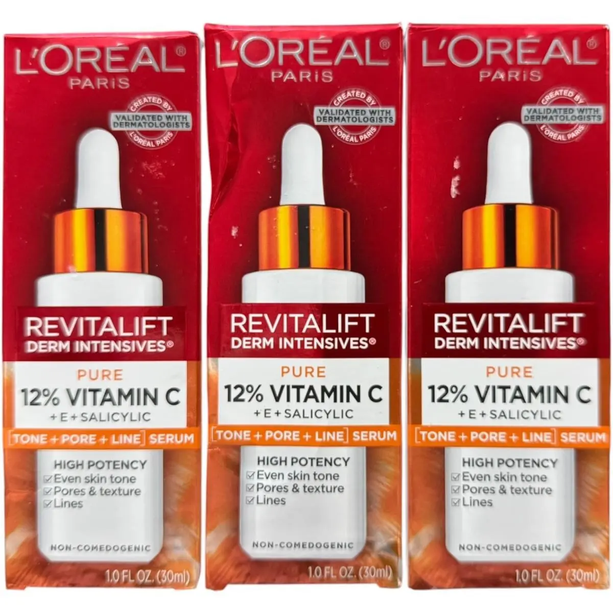 L`oreal Revitalift Derm Intensives 12% Vitamin C Serum 1 oz 3-Pack by L'Oréal