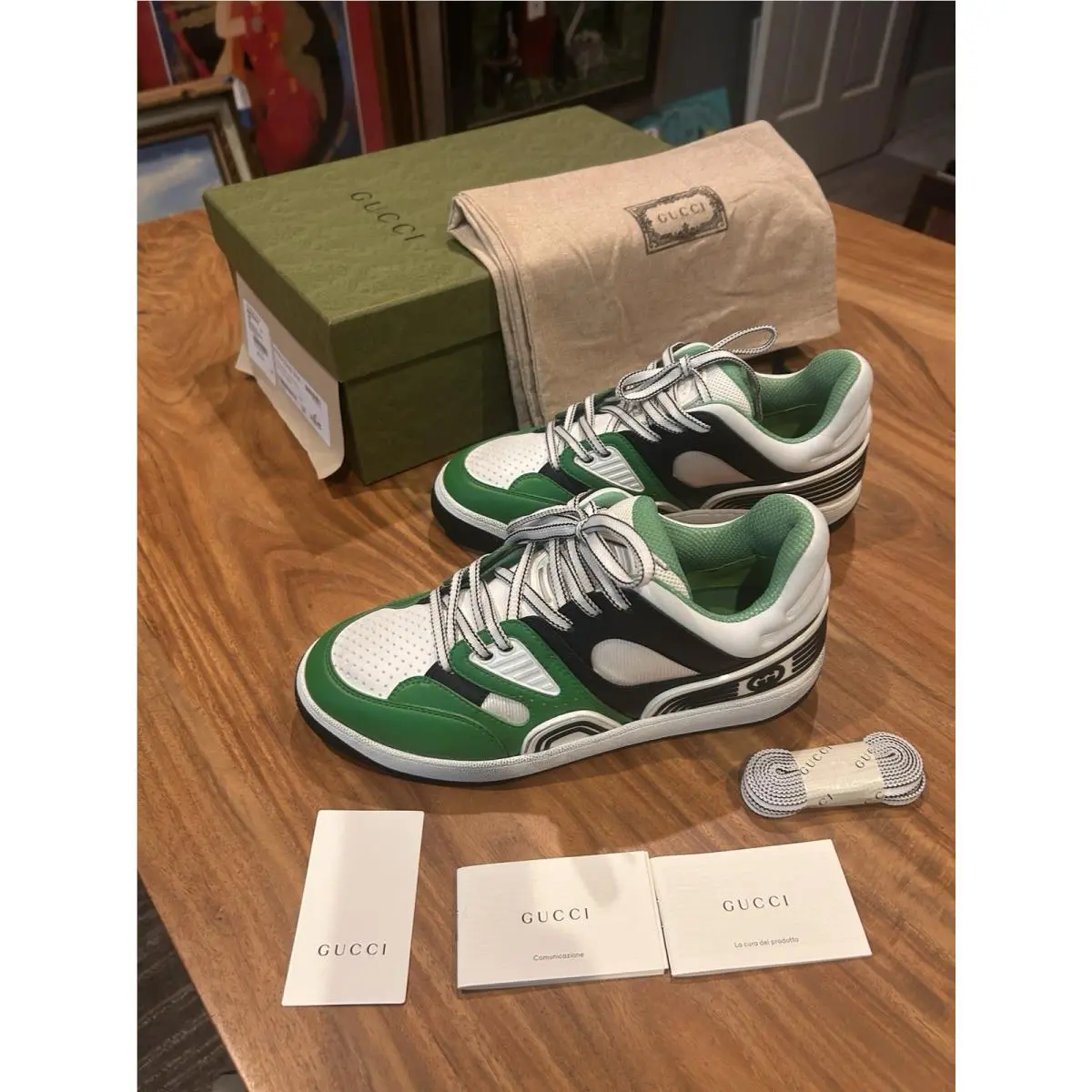Gucci Basket Green Demetra Sneakers Mens Gucci 6.5 US 7 Box 697882