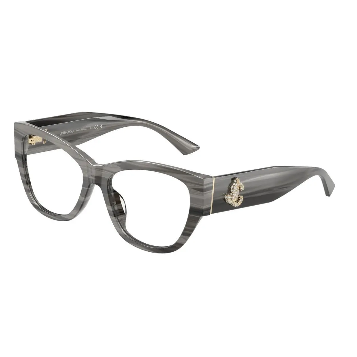 Jimmy Choo JC 3033 BU Striped Black Demo Lens 5063 Size 54 Eyeglasses