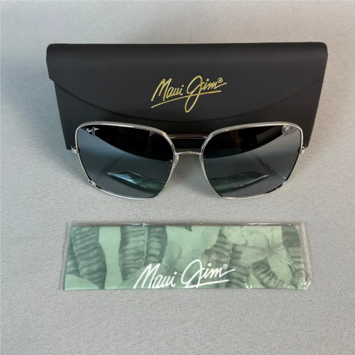 Maui Jim Triton Titanium Sunglasses Silver Gray Polarized Mirror Lenses