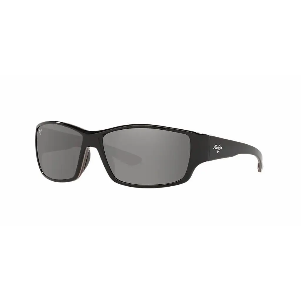 Maui Jim Sunglasses Local Kine - Shiny Black/grey/maroon Frame 62mm - Gray Lens