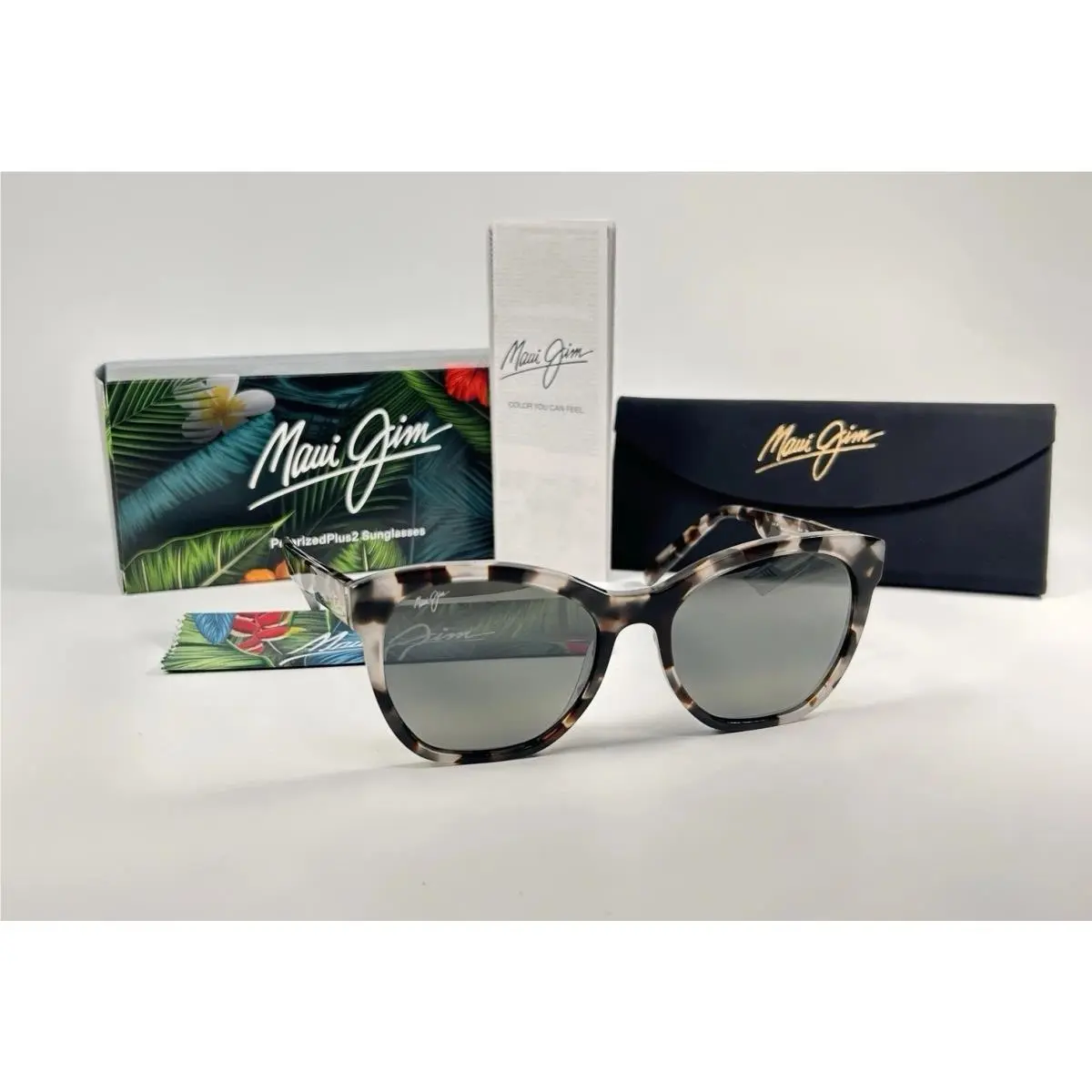 Maui Jim Alulu MJ0878S 003 White Tokyo Tortoise Gray Polarized Sunglasses