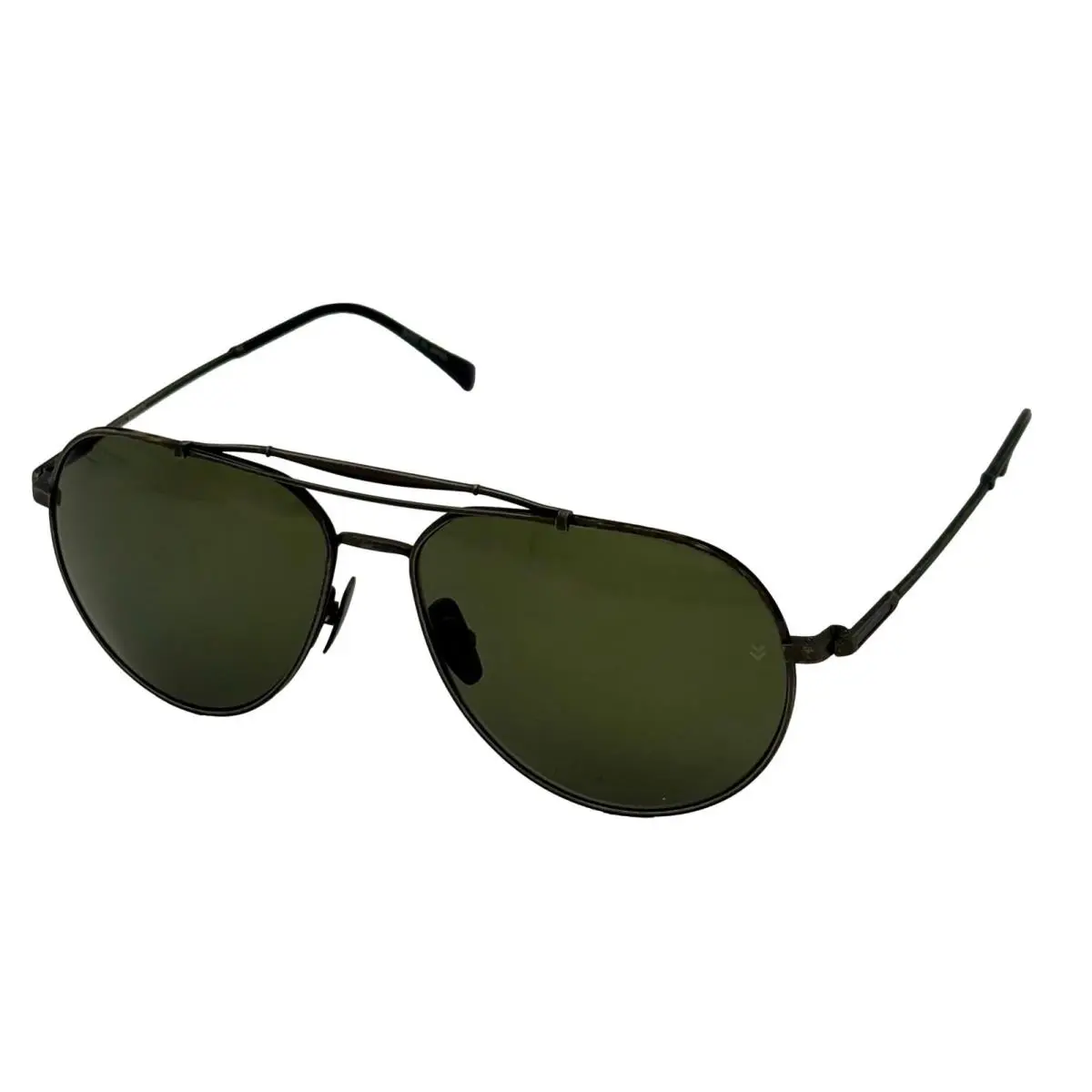 John Varvatos Mens Gunmetal Metal Aviator Sunglass V549 Green Lens