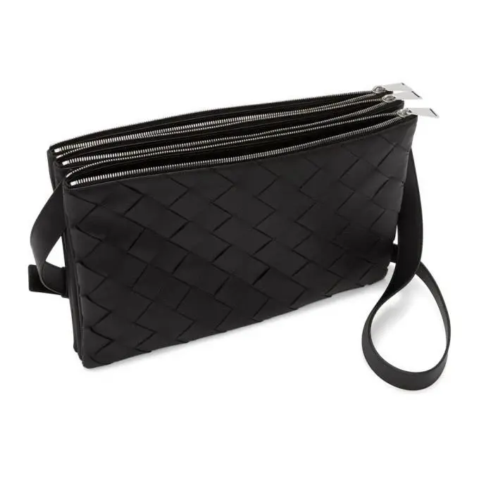 Black Large Intrecciato Messenger Bag by Bottega Veneta