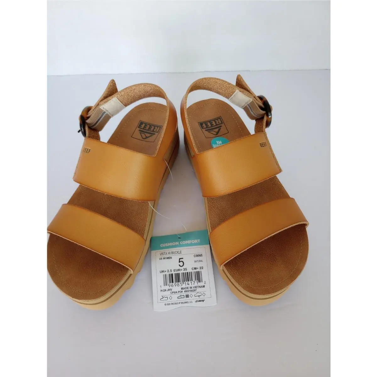 Vista Hi Buckle Women`s Sandals Shoes Natural Brown Color Size 5 by Reef