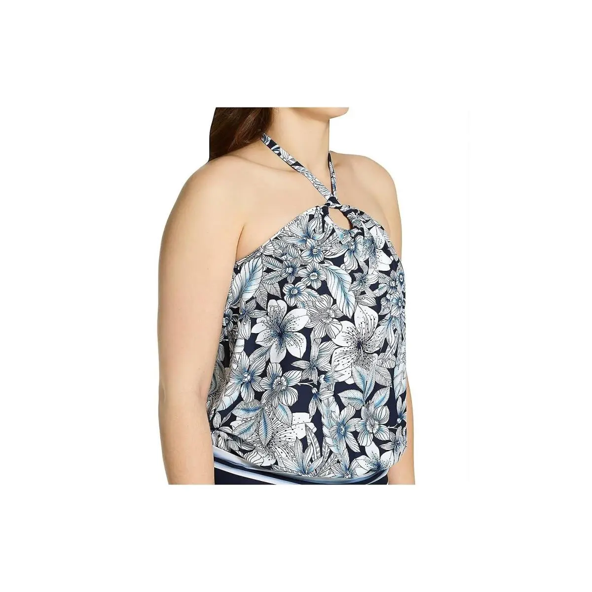 Coco  Tankini Top Womens Maven High Neck Underwire Floral Navy 36DD by Reef