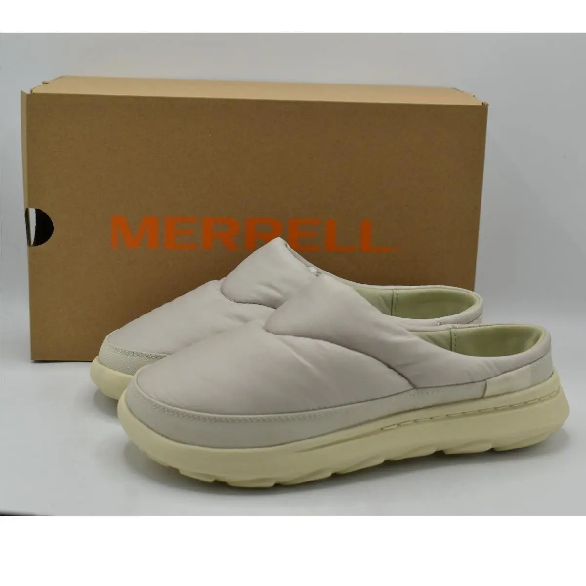 Merrell Hut Moc 2 Quilted Slide Womens 11 Birch Beige Puffer Mules Shoes