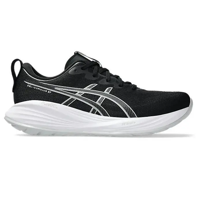 Womens Size 6.5 Narrow Asics Gel Cumulus 27 Black White Concrete Running Shoes - Black