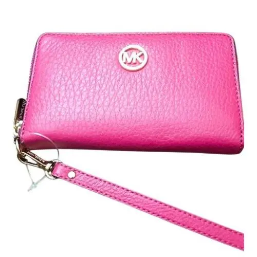 Michael Kors Fulton Large Flat Multifunction Phone Case Wristlet Vallet Fuschia