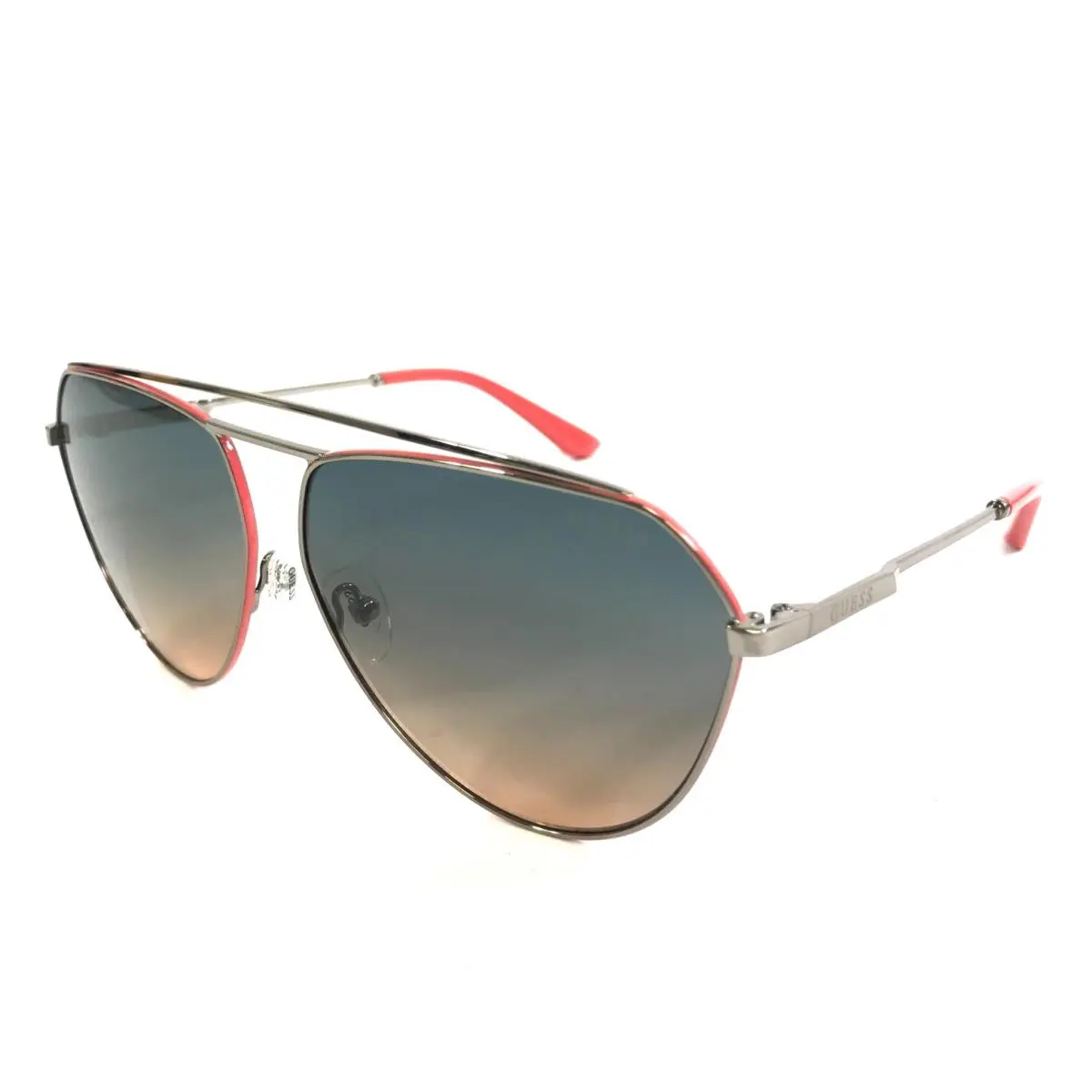 Guess Sunglasses GU7783 08B Shiny Anthracite Aviators with Gradient Smoke Lenses