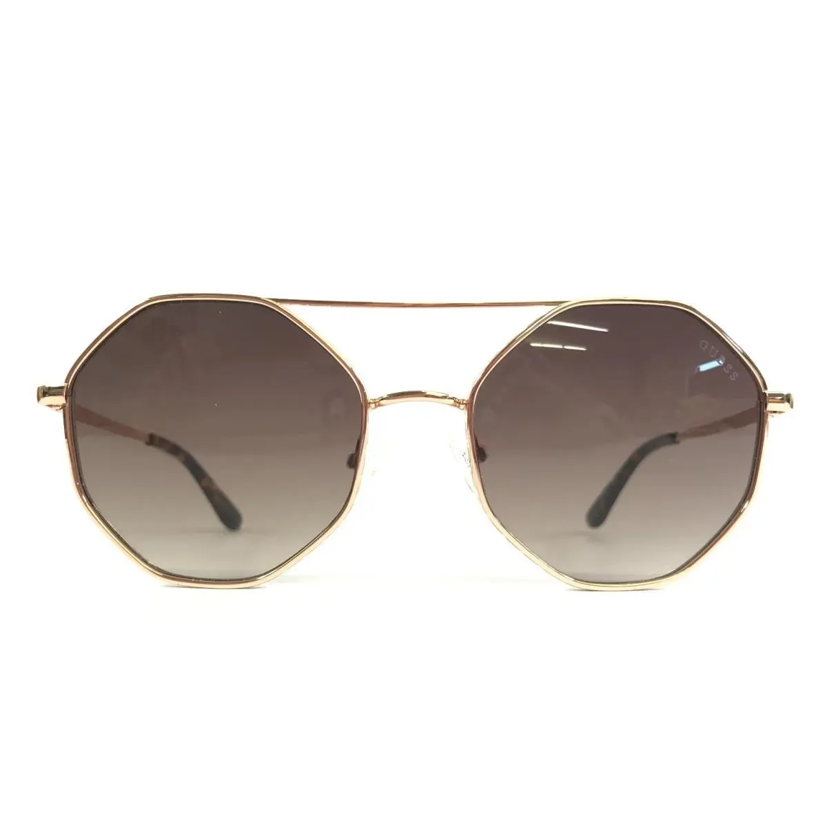 Guess Sunglasses GU7636 33F Rose Gold Geometric Frames w/ Gradient Brown Lenses