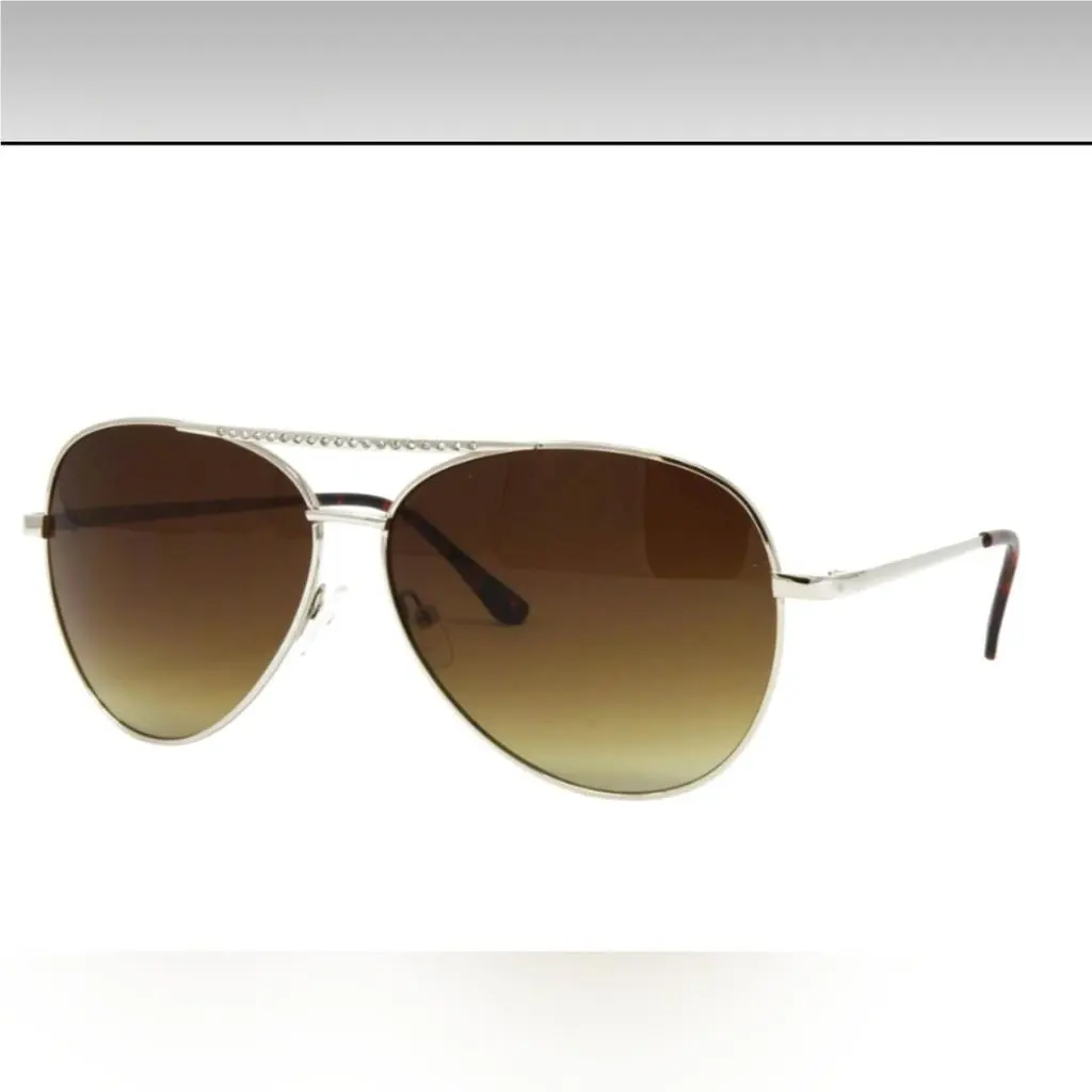 Guess Aviator Sunglasses Brown Gradient Gold Frame Top Gun Unisex Glasses