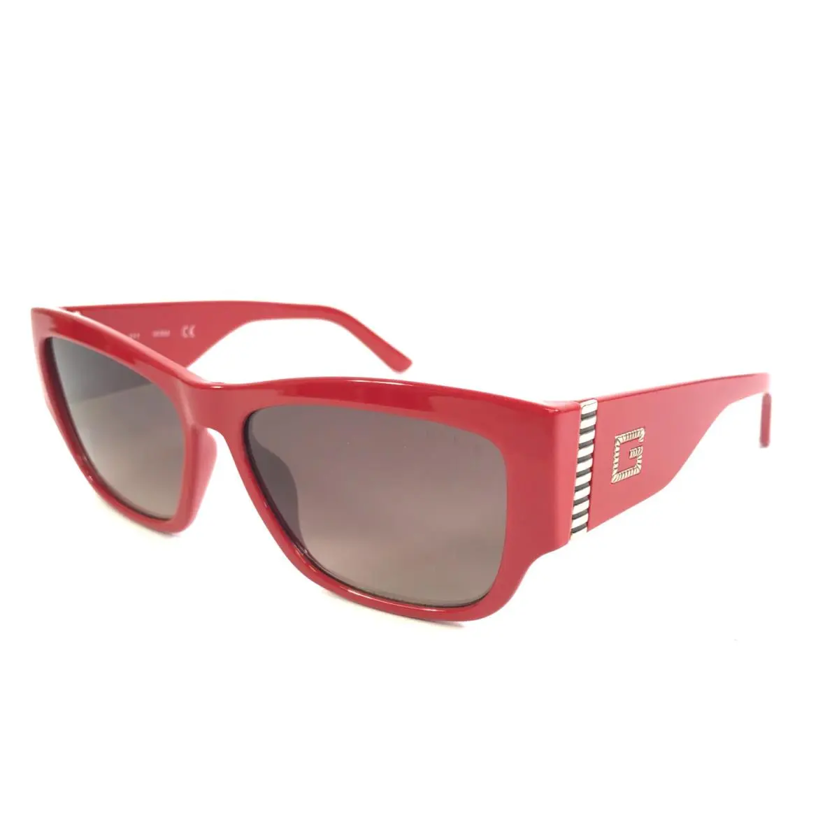 Sunglasses GU7623 66F Shiny Red Rectangle Frames w/ Brown Gradient Lenses by Guess