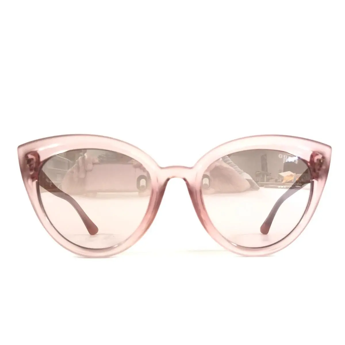 Sunglasses GU7628 74U Transparent Pink Cat Eye Frame w/ Pink Mirror Lenses by Guess