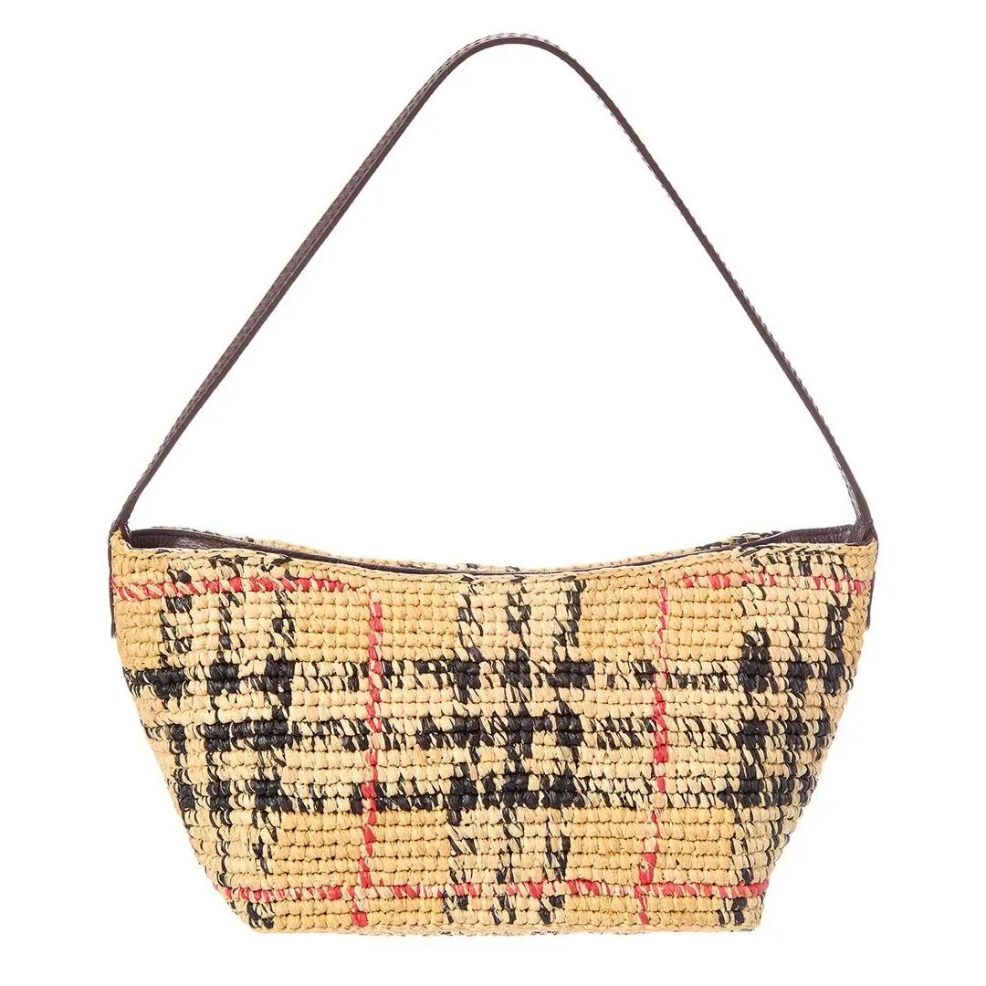 Margate Mini Raffia Leather Shoulder Bag Women`s Brown by Burberry