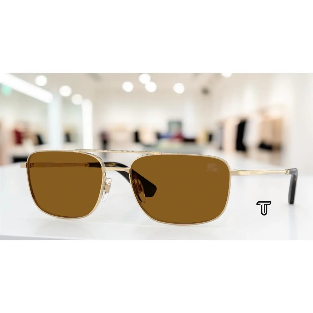 Burberry BE3170 110983 Light Gold Brown Polarized 59 mm Men`s Sunglasses