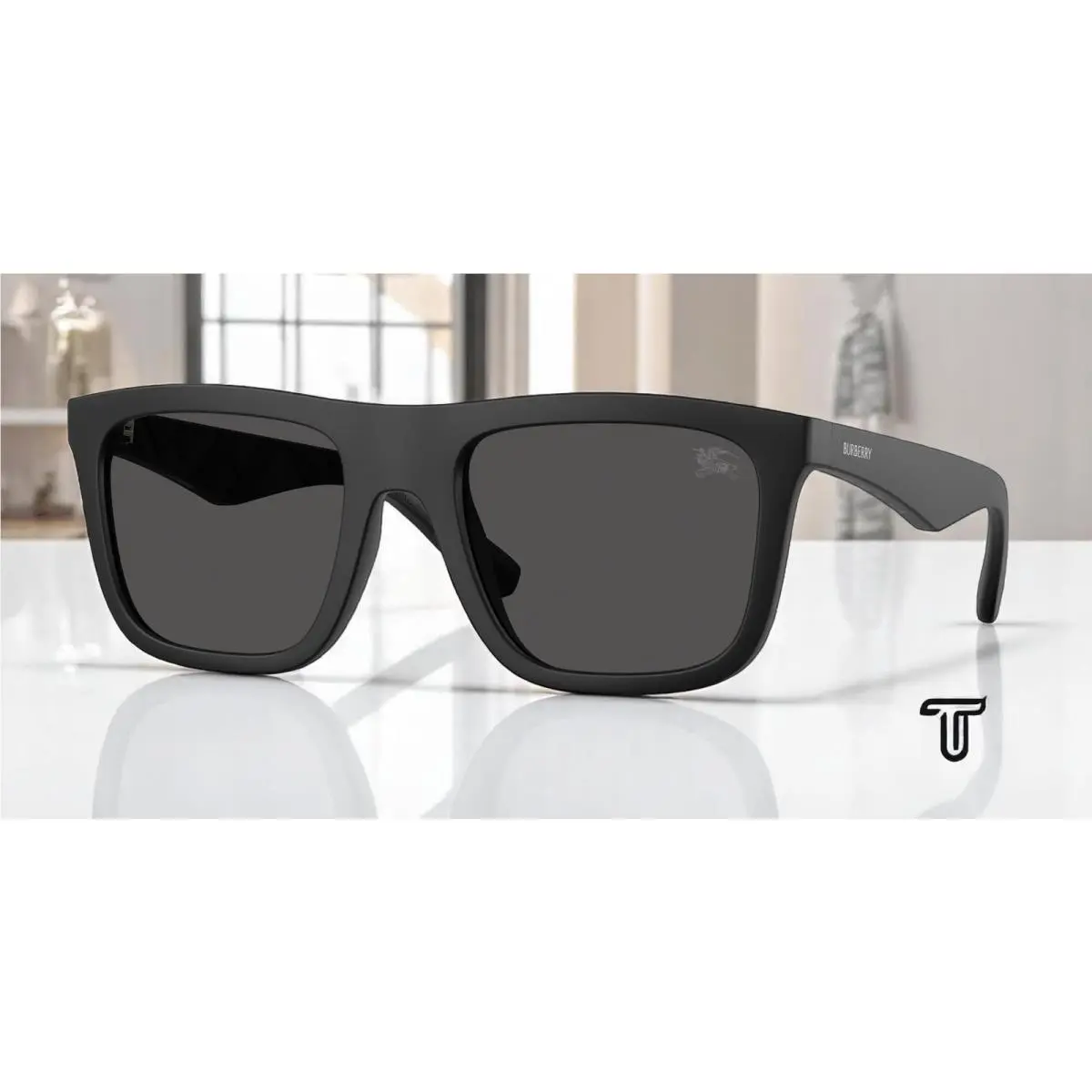 Burberry BE4458U 346487 Matte Black Dark Grey 55 mm Men`s Sunglasses