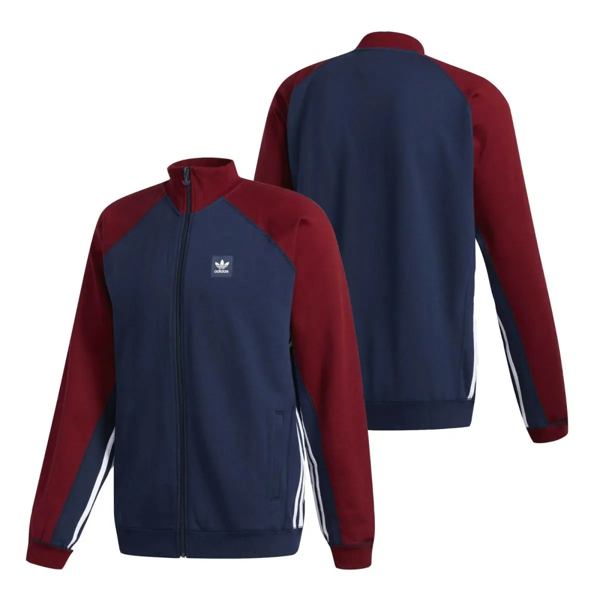Mens  Track Jacket Navy Burgundy Full Zip Retro Style  Jacket by Adidas