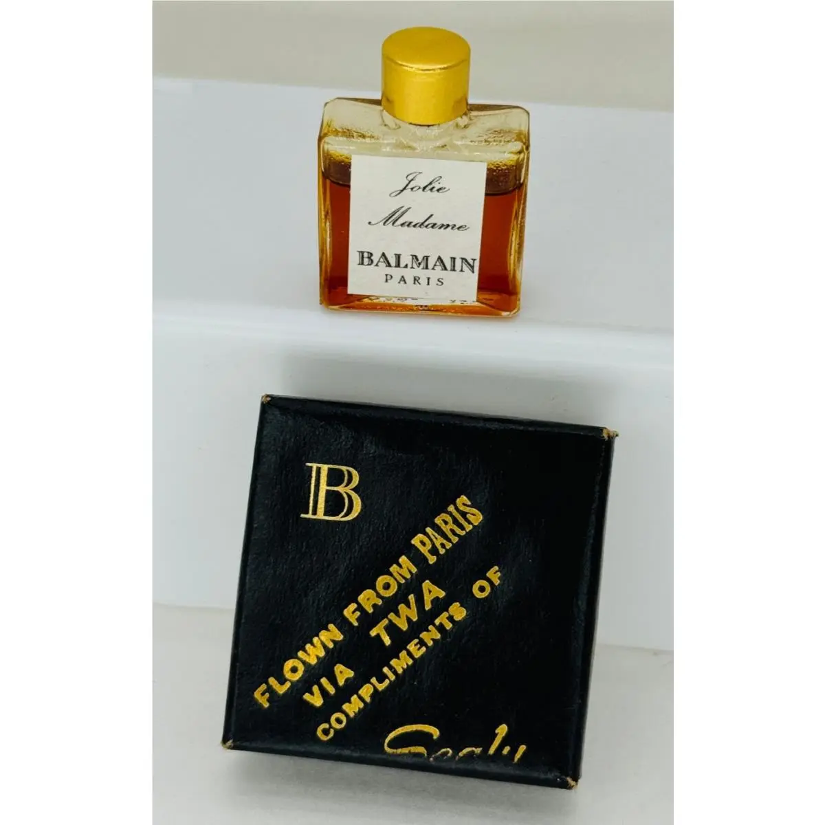 Vintage Balmain Jolie Madame Perfume Twa Sealy Promo Box Leather Moss Chypre