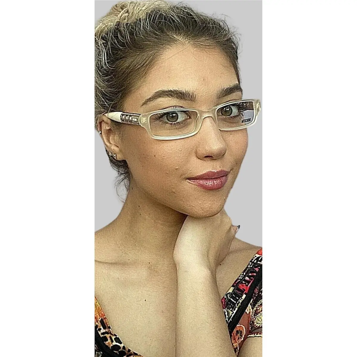 Moschino MO 06102 52mm Pearl Clear White Gold Women`s Eyeglasses Frame Italy