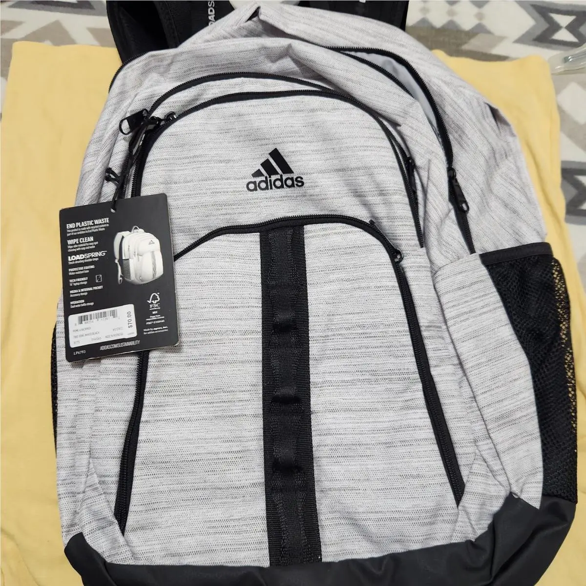 Adidas Prime 6 Backpack 16 Laptop Storage Water Resistant Base Loadspring Straps