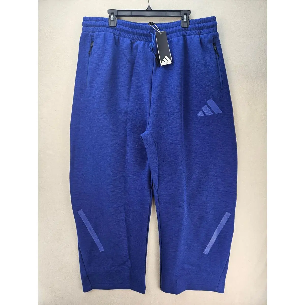 Adidas Men`s Xxl Zne Woven Barrel Pants Wide Leg Open Hem Lucid Blue KA0627