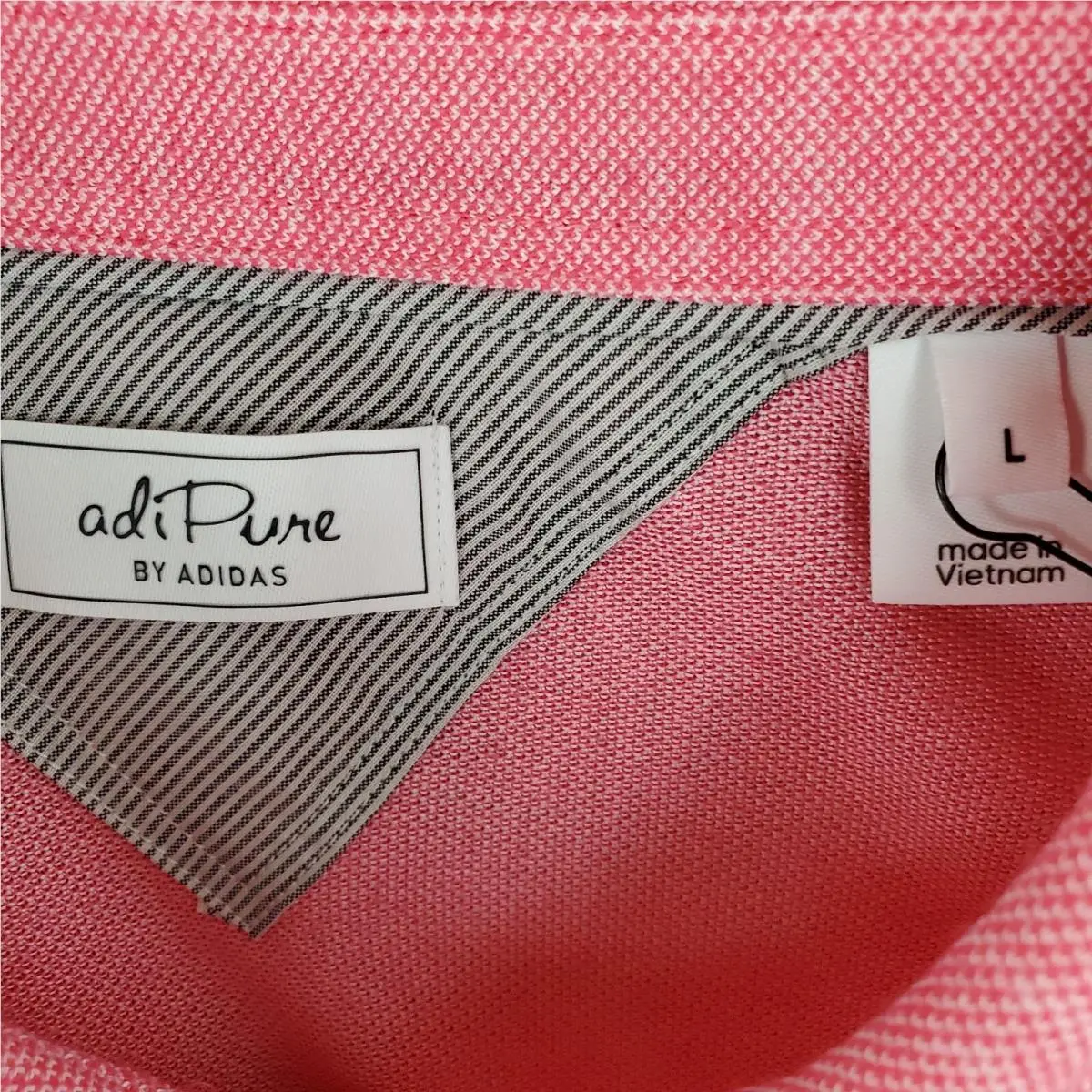 Adidas clothing - short sleeve performance golf tennis casual UV Protection breathable button up front down mens size wicking stretchy adidas trefoil collar adipure wool - Pink 9
