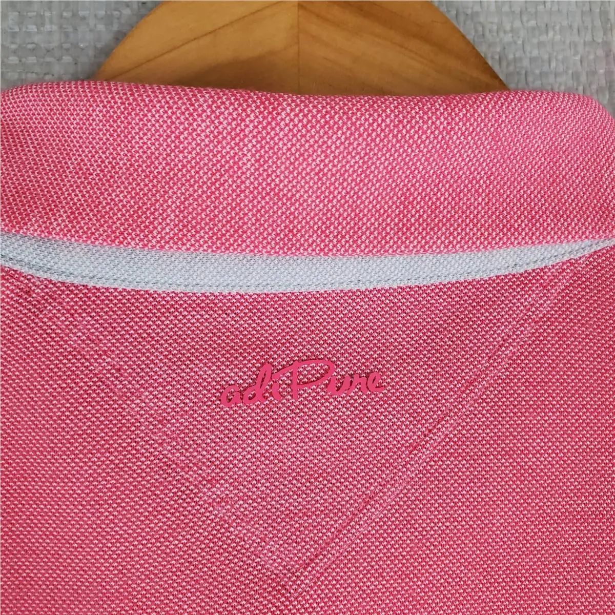 Adidas clothing - short sleeve performance golf tennis casual UV Protection breathable button up front down mens size wicking stretchy adidas trefoil collar adipure wool - Pink 5