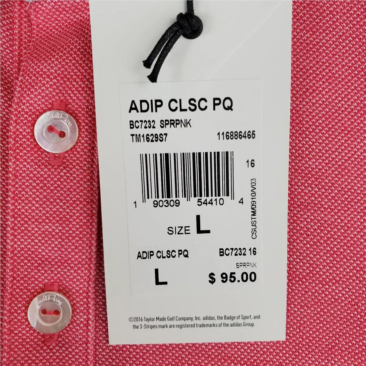 Adidas clothing - short sleeve performance golf tennis casual UV Protection breathable button up front down mens size wicking stretchy adidas trefoil collar adipure wool - Pink 6